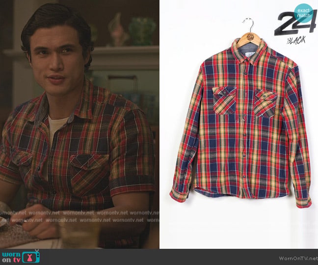 24 Black Vintage Flannel Shirt worn by (Charles Melton) on Riverdale