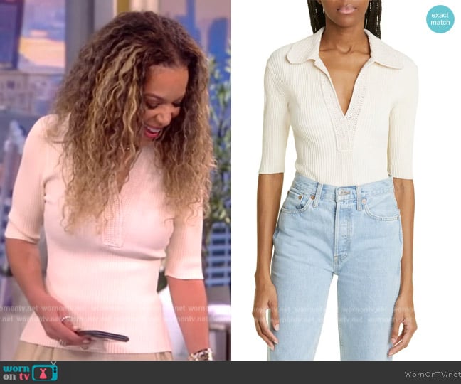 A.L.C. Adrian Rib Mixed Media Top worn by Sunny Hostin on The View