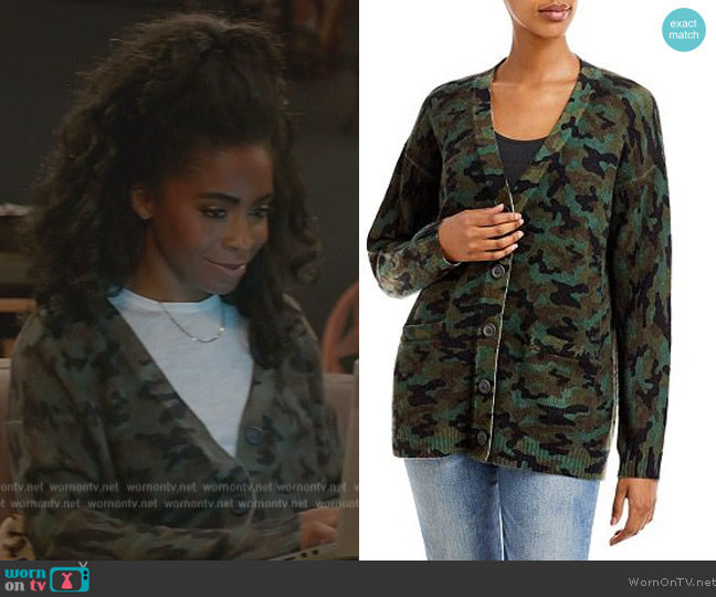 Aqua Oversized Camo Cashmere Cardigan