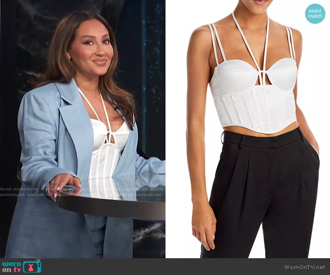 AQUA x Maeve Reilly Halter Bustier Top worn by Adrienne Houghton on E! News