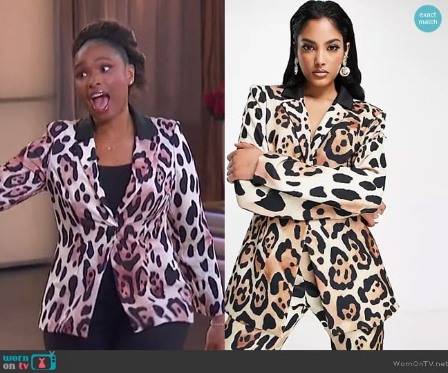Jersey suit blazer in leopard print ASOS worn by Jennifer Hudson on The Jennifer Hudson Show