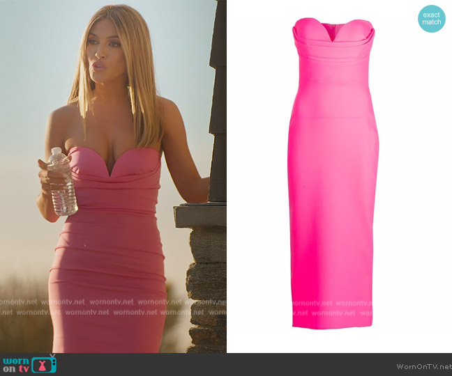 Alex Perry Sweetheart Strapless Dress worn by Chrishell Stause on Selling Sunset