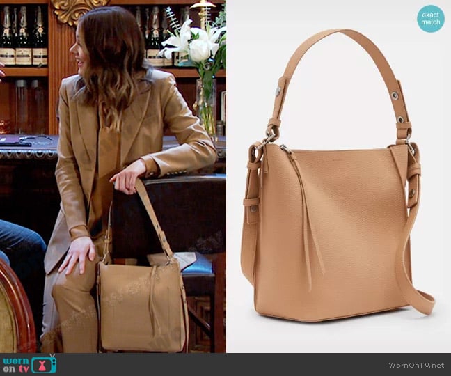 All Saints Kita Leather Crossbody Bag worn by Stephanie Johnson (Abigail Klein) on Days of our Lives