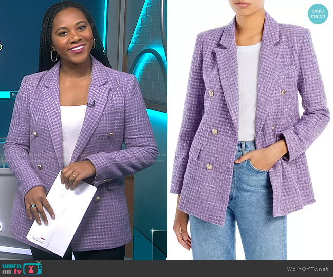 Aqua x Maeve Reilly Tweed Double Breasted Blazer worn by Kay Angrum on NBC News Daily