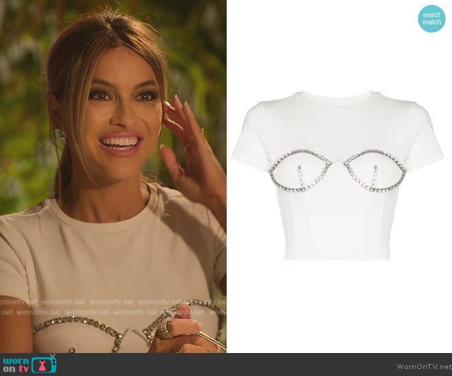 Area Crystal Bustier Cup T-shirt worn by Chrishell Stause on Selling Sunset