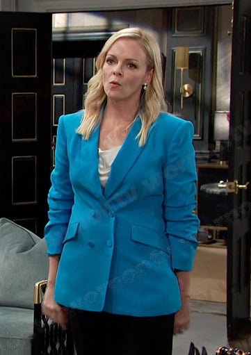 Belle’s blue double breasted blazer on Days of our Lives