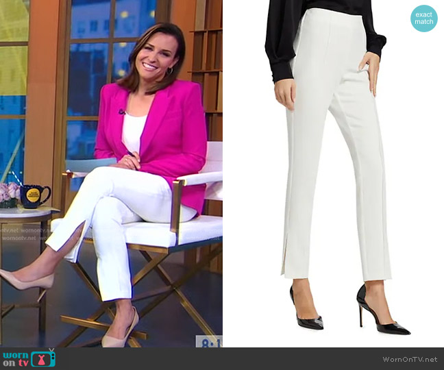 Cinq a Sept Brianne Pintuck Crepe Pants in Ivory worn by Mary Bruce on Good Morning America