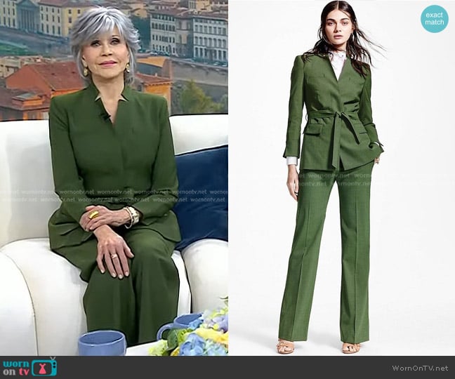Brooks Brothers Italian Wool Belted Blazer worn by Jane Fonda on Today