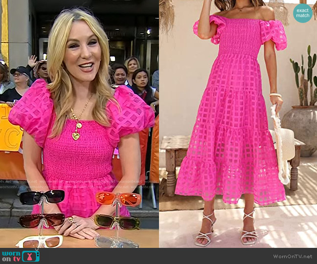 Pretty Garden Smocked Tiered Midi Dress worn by Chassie Post on Today