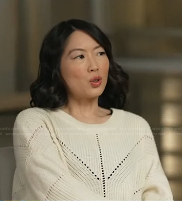 Cherry Chevapravatdumrong’s white sweater on Good Morning America