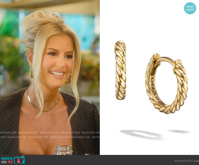 David Yuram Sculpted Cable Huggie Hoop Earrings worn by Emma Hernan on Selling Sunset