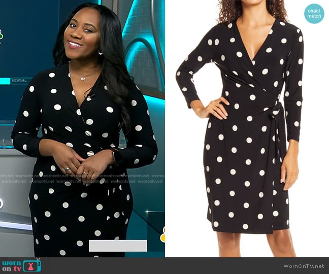 Anne Klein Dot Print Long Sleeve Wrap Dress worn by Kay Angrum on NBC News Daily