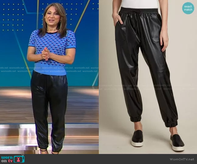 Elie Tahari Vegan Leather Jogger worn by Ginger Zee on Good Morning America