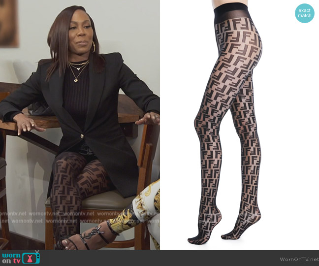 Fendi Double-F Logo Tights worn by Sanya Richards-Ross on The Real Housewives of Atlanta