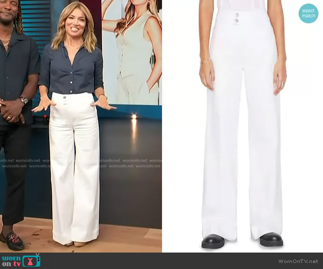 Frame Le Hardy High Waist Wide Leg Flare Jeans worn by Kit Hoover on Access Hollywood