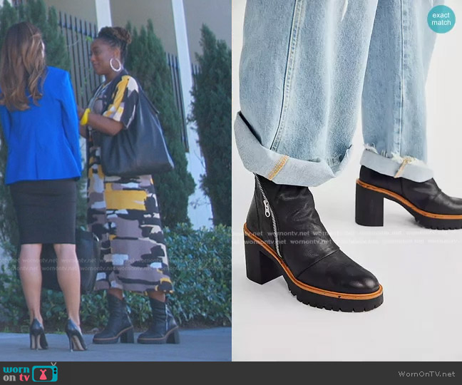 Free People Jack Zip Ankle Boots worn by Malika Williams (Zuri Adele) on Good Trouble