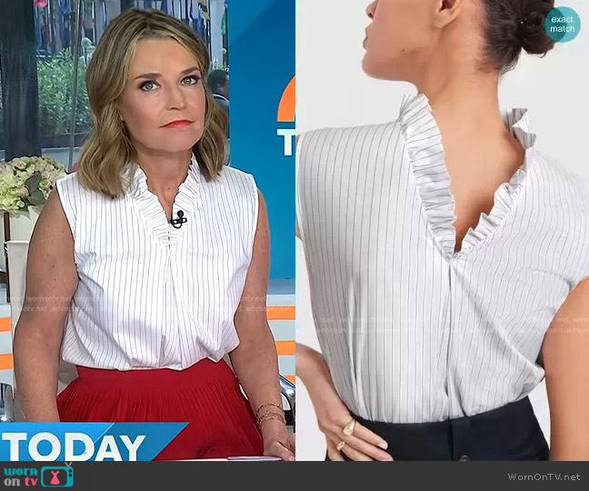 G. Label Skinner Ruffle-Trim Top worn by Savannah Guthrie on Today