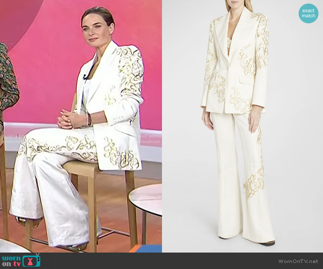 Gabriela Hearst Leiva Single-Breasted Linen Blazer worn by Rebecca Ferguson on Today
