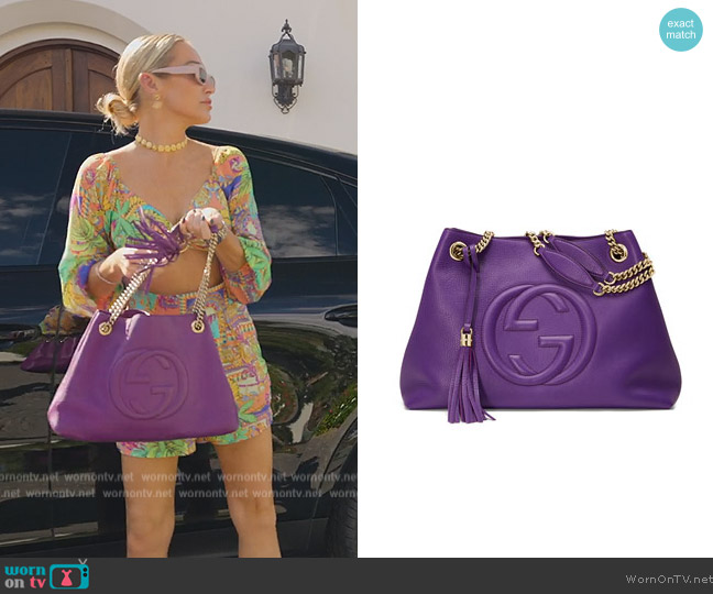 Gucci Soho Medium Leather Tote Bag worn by Mary Fitzgerald on Selling Sunset