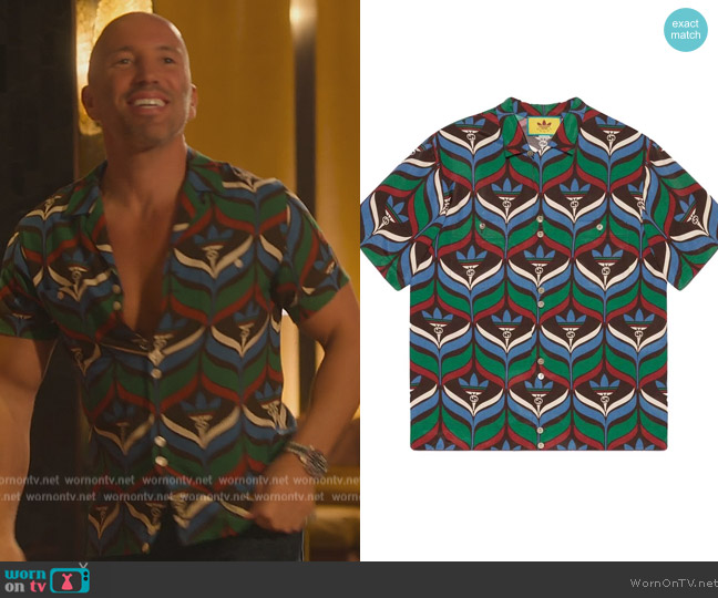Gucci x adidas Trefoil Print Bowling Shirt worn by Jason on Selling Sunset