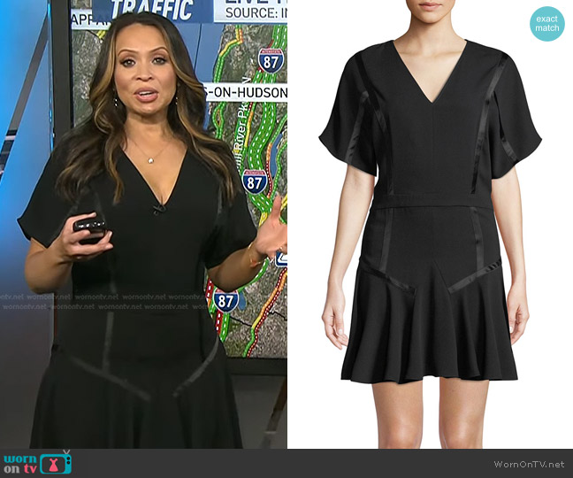 Halston Heritage Satin-Trim Flounce Dress worn by Adelle Caballero on Today