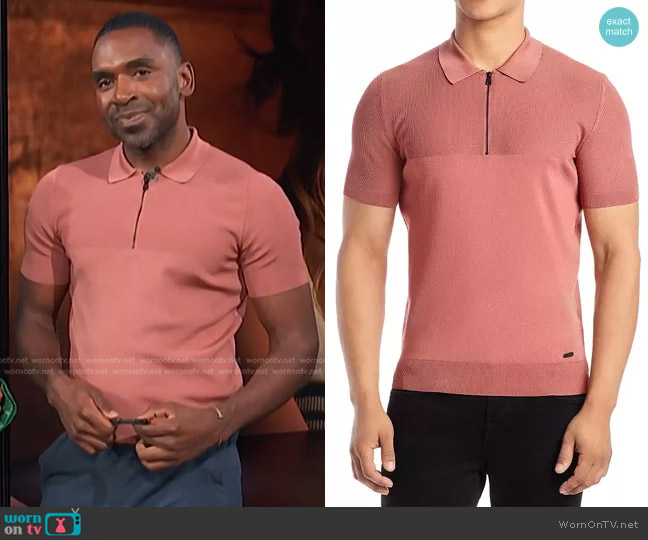 Hugo Boss Sayfong Quarter Zip Polo Shirt worn by Justin Sylvester on E! News