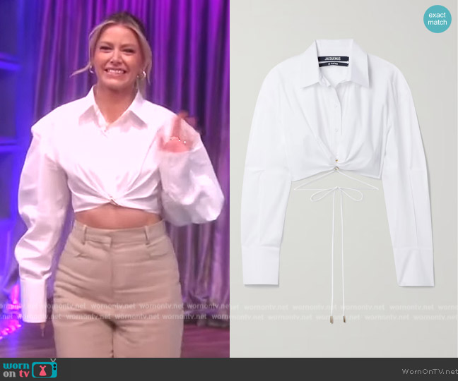 Jacquemus La chemise Plidao cropped shirt worn by Ariana Madix on The View