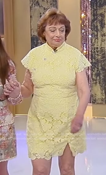Janet Merryman’s yellow lace mini dress on Tamron Hall Show
