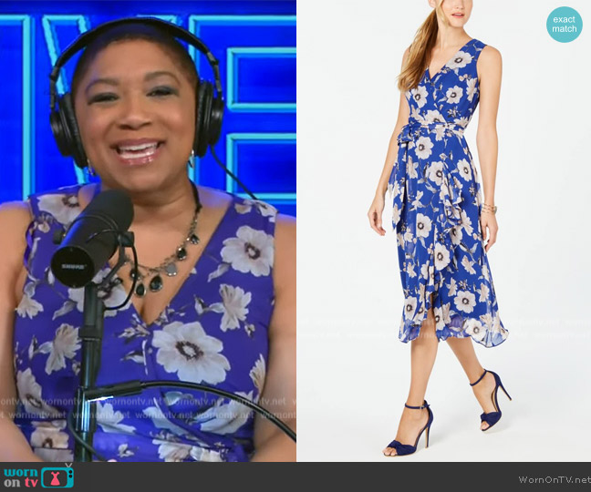 Jessica Howard Sleeveless Floral Chiffon Wrap Dress worn by Deja Vu on Live with Kelly and Mark