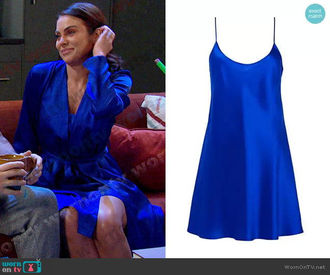 La Perla Silk Mini Slipdress in Blue worn by Chloe Lane (Nadia Bjorlin) on Days of our Lives