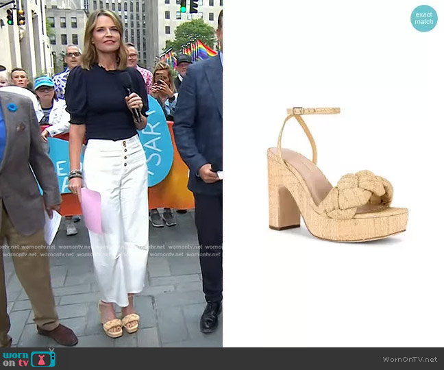 Loeffler Randall Fae Platform Heel Sandals worn by Savannah Guthrie on Today