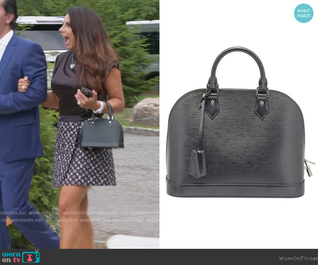 Louis Vuitton Anthracite Nacre Epi Leather Alma PM Bag worn by Jennifer Aydin on The Real Housewives of New Jersey
