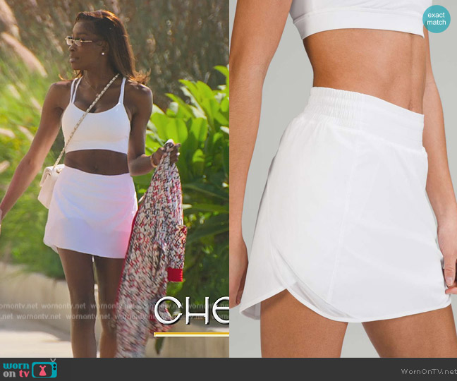 Lululemon Hotty Hot Mini Skirt worn by Chelsea Lazkani on Selling Sunset