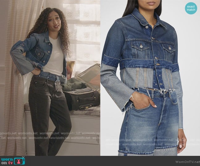MM6 Maison Margiela Deconstructed Denim Sports Jacket worn by Olivia Baker (Samantha Logan) on All American