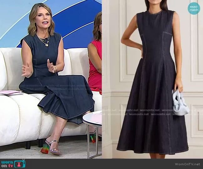 Emilia Wickstead Mara Pleated Denim Midi Dress worn by Savannah Guthrie on Today