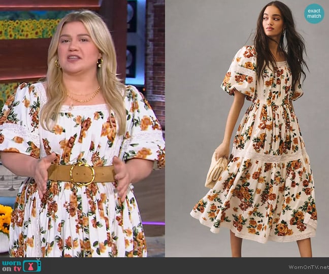 Mille Tiered Square-Neck Dress worn by Kelly Clarkson on The Kelly Clarkson Show