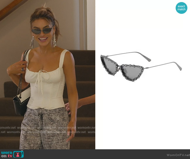 Dior Miss Dior Sharp Cat Eye Crystal Sunglasses worn by Chrishell Stause on Selling Sunset