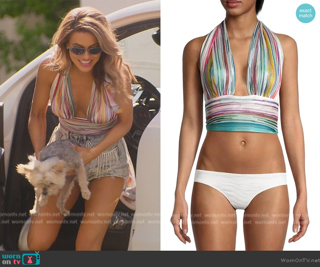 Missoni Striped Knit Halter Top worn by Chrishell Stause on Selling Sunset