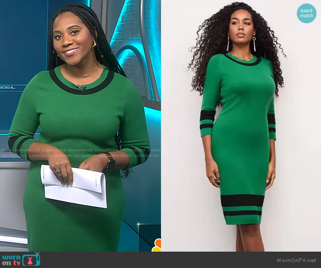 New York & Company Piped Scoopneck Sweater Dress worn by Kay Angrum on NBC News Daily