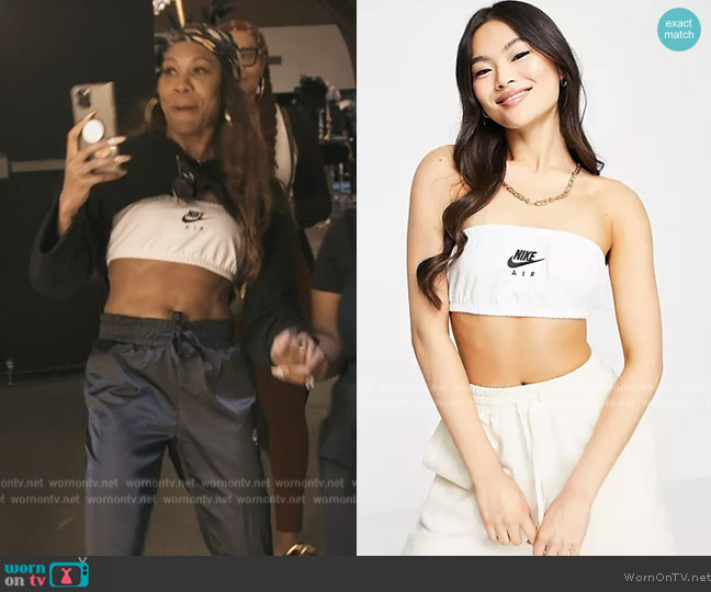 Nike Pique bandeau top in white worn by Sanya Richards-Ross on The Real Housewives of Atlanta