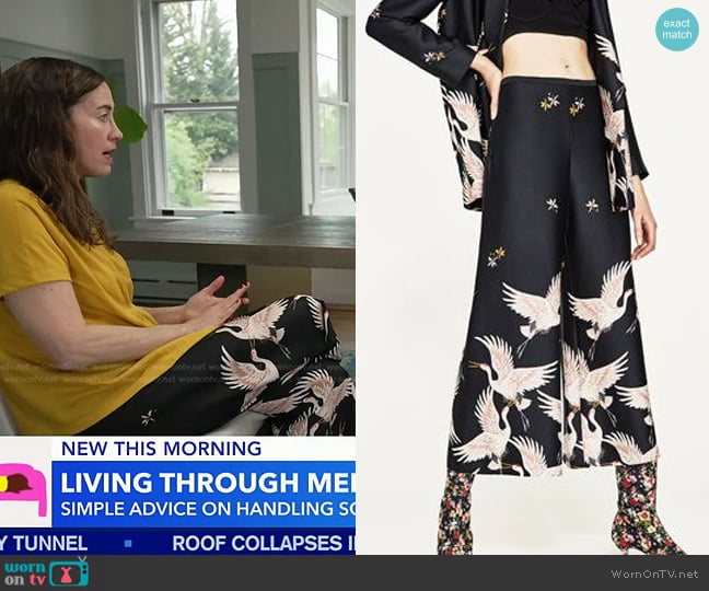 Zara Printed Culottes worn by Jancee Dunn on Good Morning America