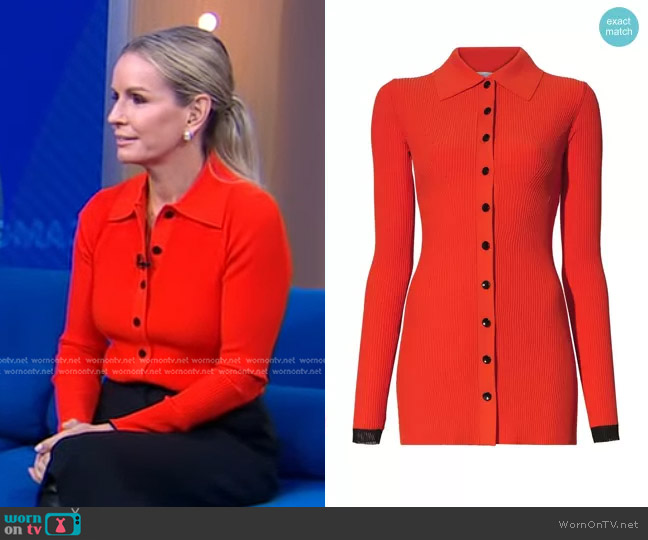Proenza Schouler White Label Ribbed-Knit Cardigan worn by Dr. Jennifer Ashton on Good Morning America