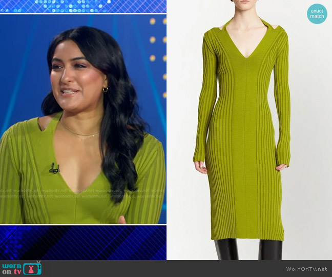 Proenza Schouler White Label Halterneck Ribbed-Knit Dress worn by Reena Roy on Good Morning America