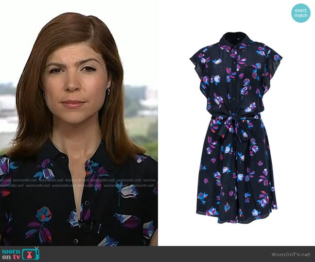 Rebecca Taylor Floral Silk Button-Up Dress worn by Monica Alba on NBC News Daily