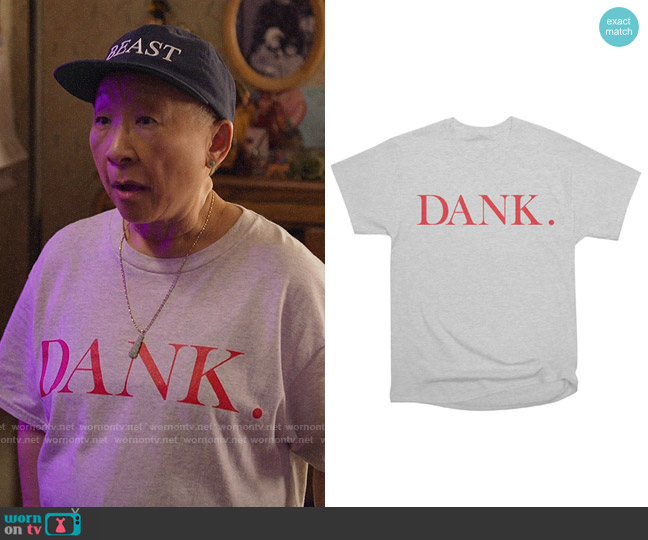 SKPTKBRAND Dank T-shirt worn by Grandma (Lori Tan Chinn) on Awkwafina is Nora From Queens