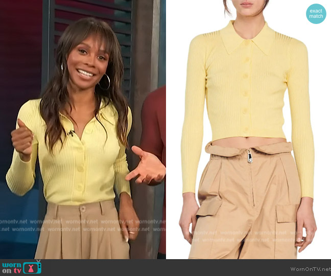 Sandro Olympe Rib Crop Sweater worn by Zuri Hall on Access Hollywood