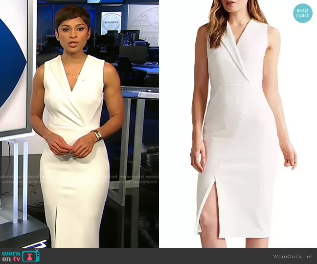 Ted Baker Tiloola Dress worn by Jericka Duncan on CBS Evening News