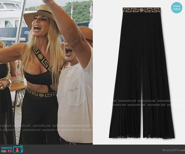 Versace Greca Pleated Pareo Trousers worn by  on The Real Housewives Ultimate Girls Trip