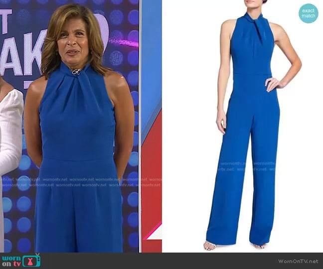 Black Halo Zana Twisted Halter-Neck Jumpsuit worn by Hoda Kotb on Today