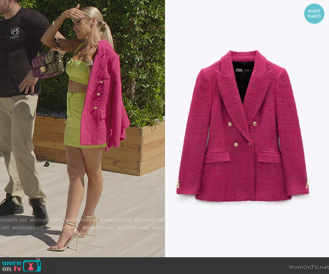 Zara Tweed Blazer worn by Mary Fitzgerald on Selling Sunset